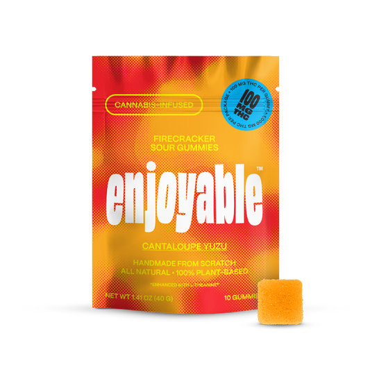 enjoyable Fire Cracker Sour THC Gummies - Cantaloupe Yuzu 100 MG