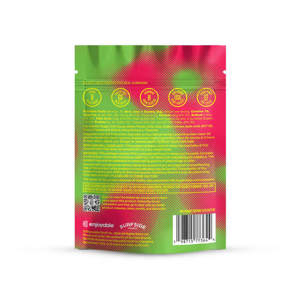 enjoyable Fire Cracker Sour THC Gummies - Cucumber Plum 100 MG