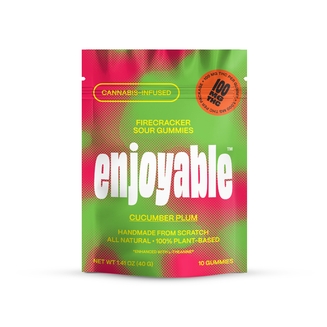 enjoyable Fire Cracker Sour THC Gummies - Cucumber Plum 100 MG