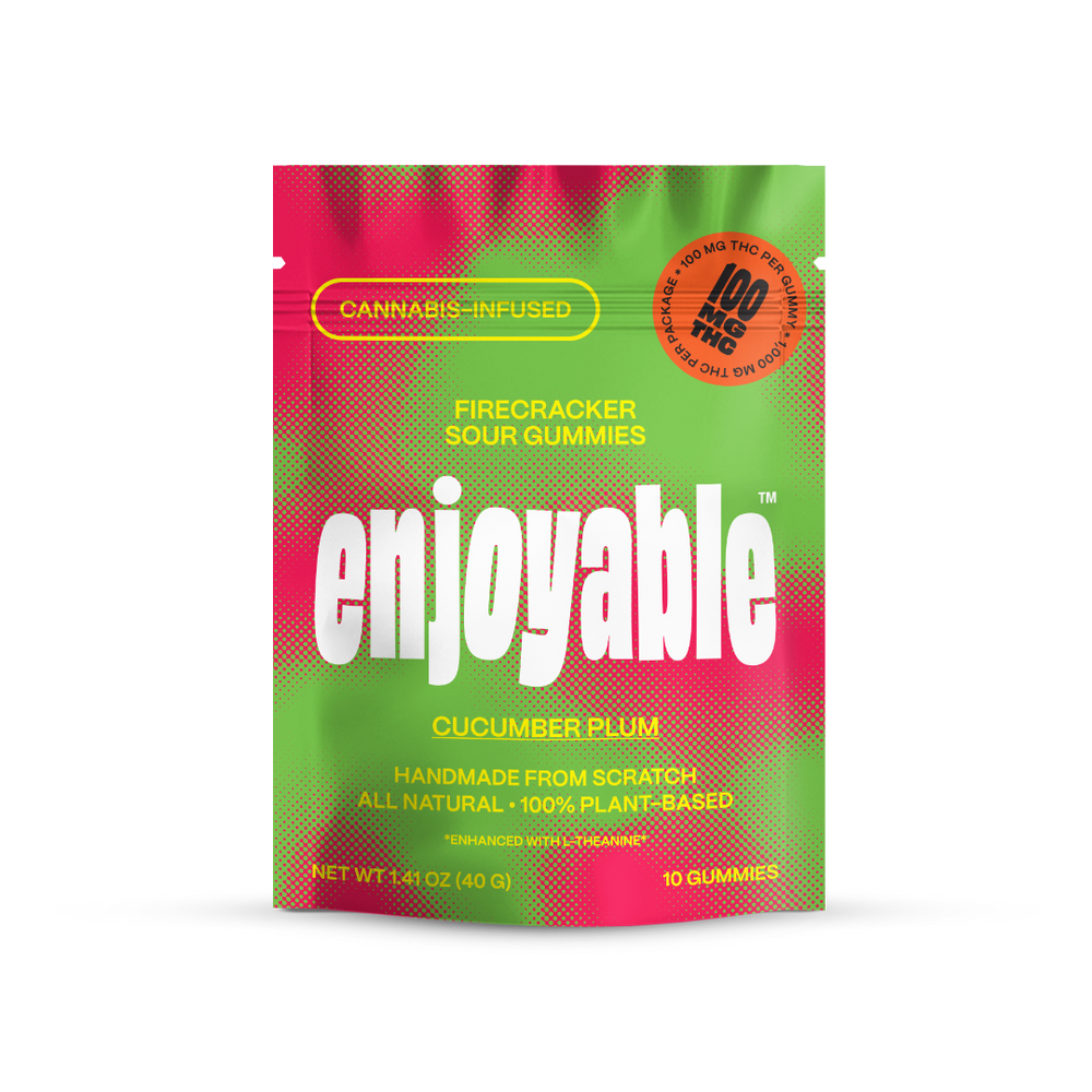 enjoyable Fire Cracker Sour THC Gummies - Cucumber Plum 100 MG