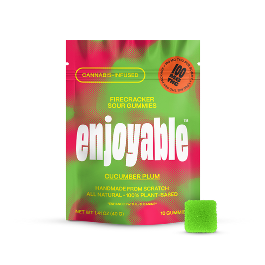enjoyable Fire Cracker Sour THC Gummies - Cucumber Plum 100 MG