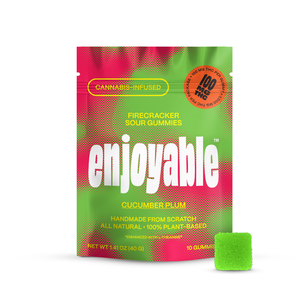 enjoyable Fire Cracker Sour THC Gummies - Cucumber Plum 100 MG