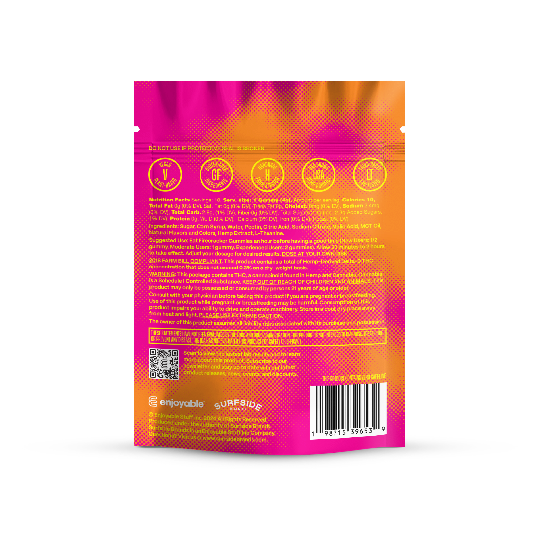 enjoyable Fire Cracker Sour THC Gummies - Dragonfruit Pear 100 MG