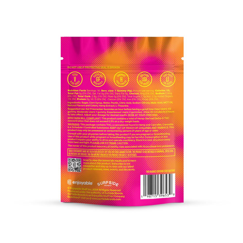 enjoyable Fire Cracker Sour THC Gummies - Dragonfruit Pear 100 MG
