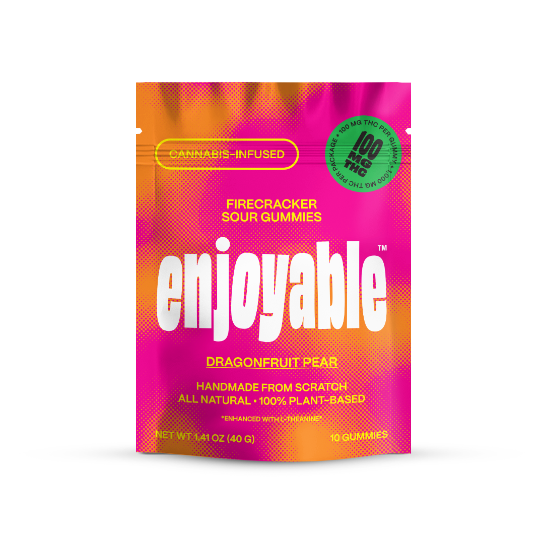 enjoyable Fire Cracker Sour THC Gummies - Dragonfruit Pear 100 MG