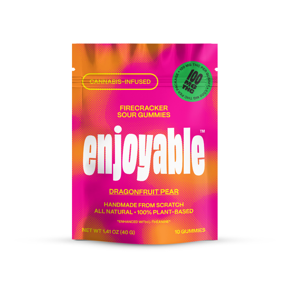 enjoyable Fire Cracker Sour THC Gummies - Dragonfruit Pear 100 MG