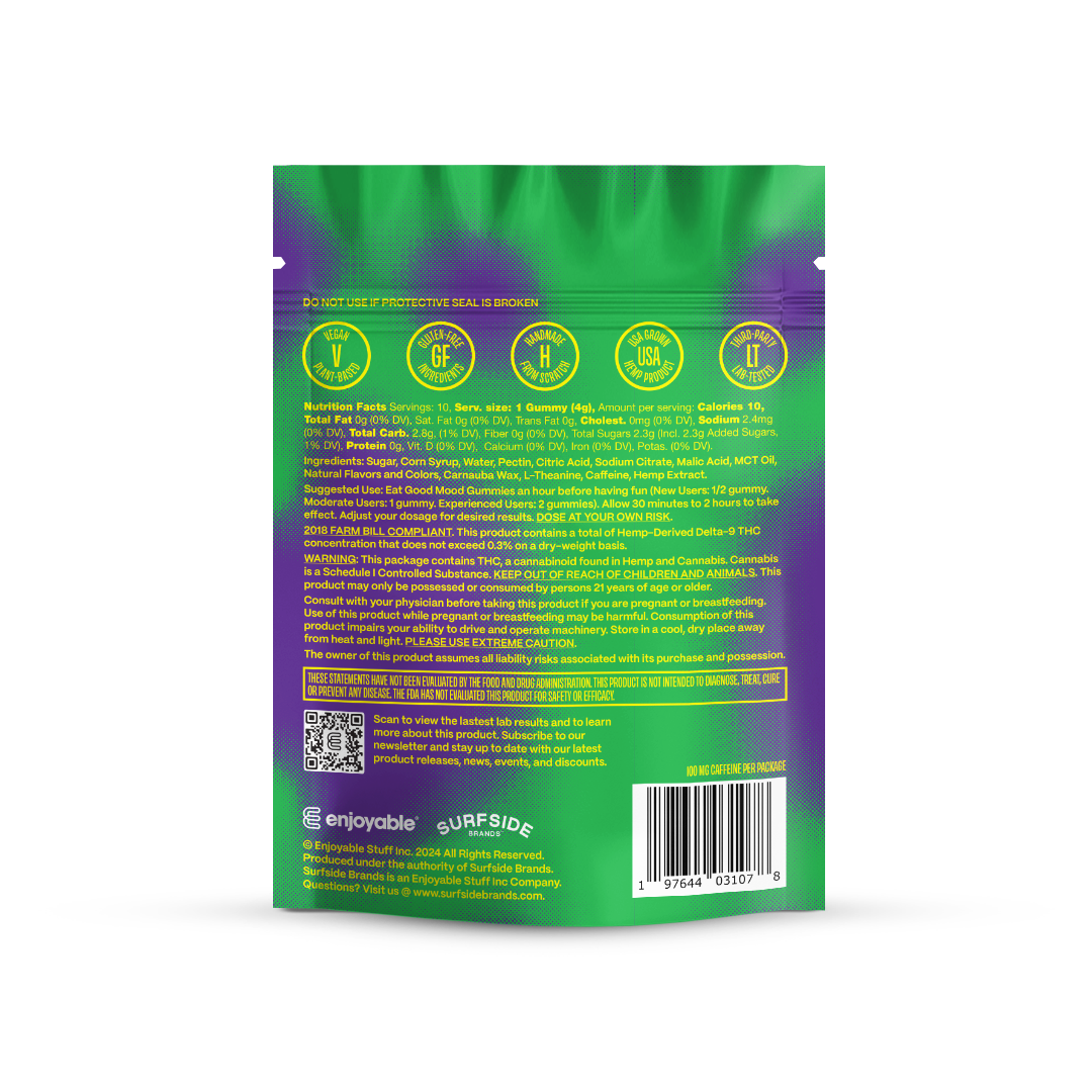 enjoyable Good Mood THC Gummies - Blueberry Mint 10 MG