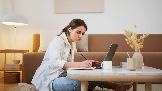 Woman working on a laptop