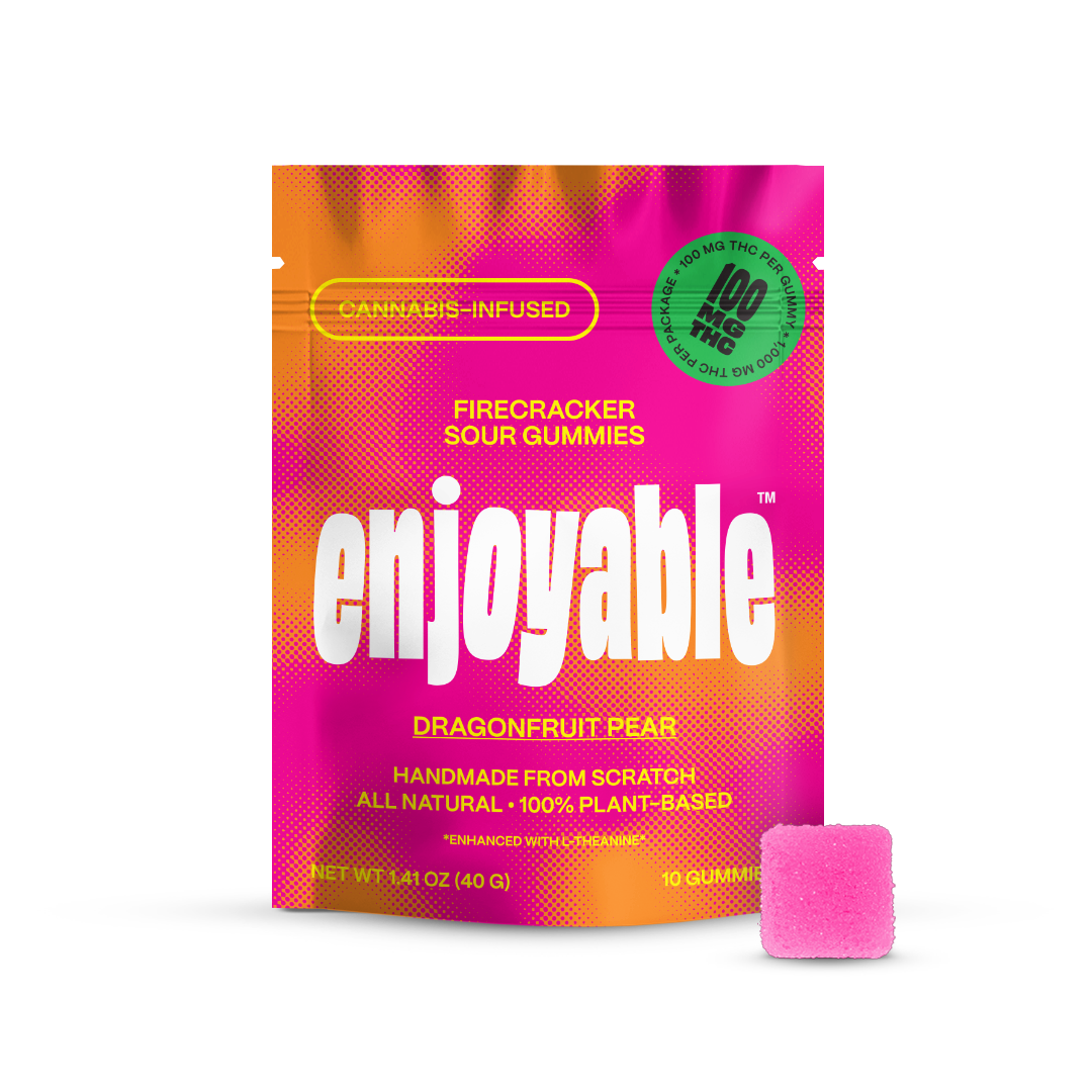 enjoyable Fire Cracker Sour THC Gummies - Dragonfruit Pear 100 MG