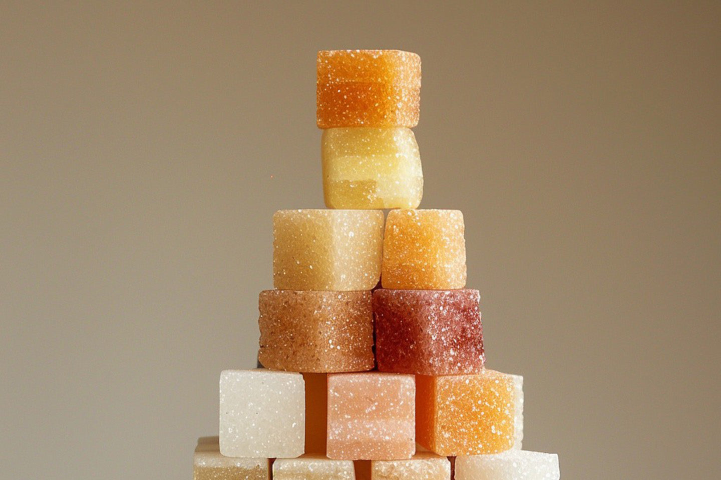 stack of square gummies