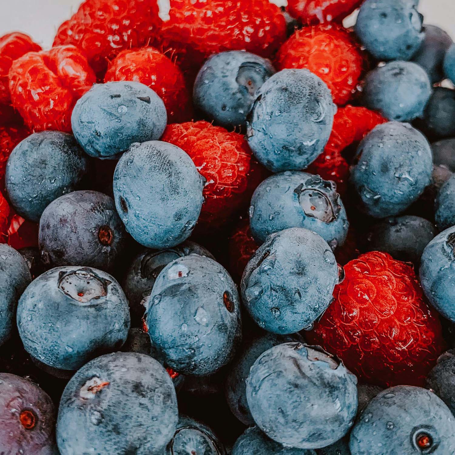 blueberries and raspberries